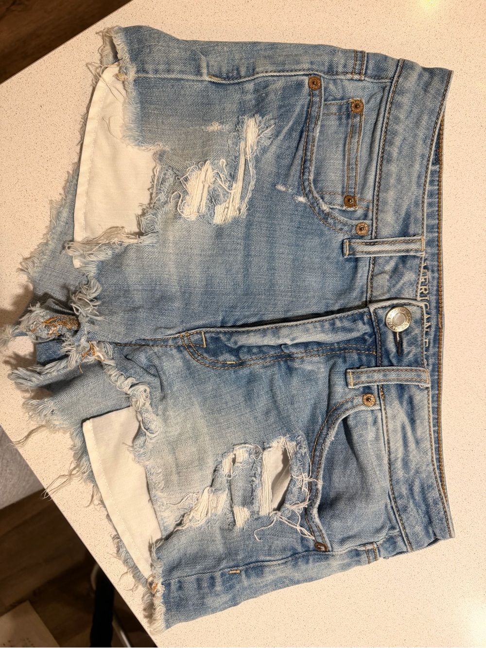 American Eagle Outfitters Light Blue Distressed Denim Cutoff Shorts